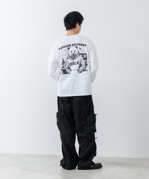 OUTDOOR EXCHANGE(アウトドアエクスチェンジ)の「【OUTDOOR EXCHANGE/アウトドアエクスチェンジ】アニマルバックプリントクルーネックロンT オーバーサイズ(Tシャツ/カットソー・メンズ・ホワイト/スミクロ・MEDIUM/LARGE)」の19枚目の写真