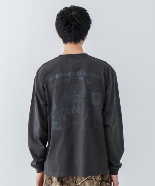 OUTDOOR EXCHANGE(アウトドアエクスチェンジ)の「【OUTDOOR EXCHANGE/アウトドアエクスチェンジ】アニマルバックプリントクルーネックロンT オーバーサイズ(Tシャツ/カットソー・メンズ・ホワイト/スミクロ・MEDIUM/LARGE)」の8枚目の写真