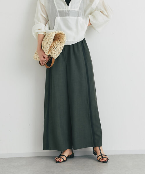 un dix cors（アンディコール）の「麻調ニット切替ストレートパンツ（スラックス・レディース・ライトグレー/チャコールグレー・FREE）」の9枚目の写真