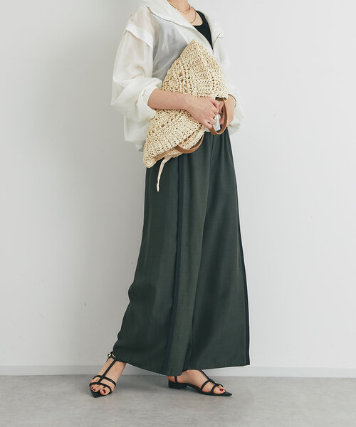 un dix cors（アンディコール）の「麻調ニット切替ストレートパンツ（スラックス・レディース・ライトグレー/チャコールグレー・FREE）」の10枚目の写真