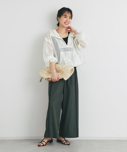 un dix cors（アンディコール）の「麻調ニット切替ストレートパンツ（スラックス・レディース・ライトグレー/チャコールグレー・FREE）」の14枚目の写真