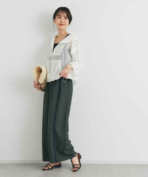 un dix cors（アンディコール）の「麻調ニット切替ストレートパンツ（スラックス・レディース・ライトグレー/チャコールグレー・FREE）」の15枚目の写真