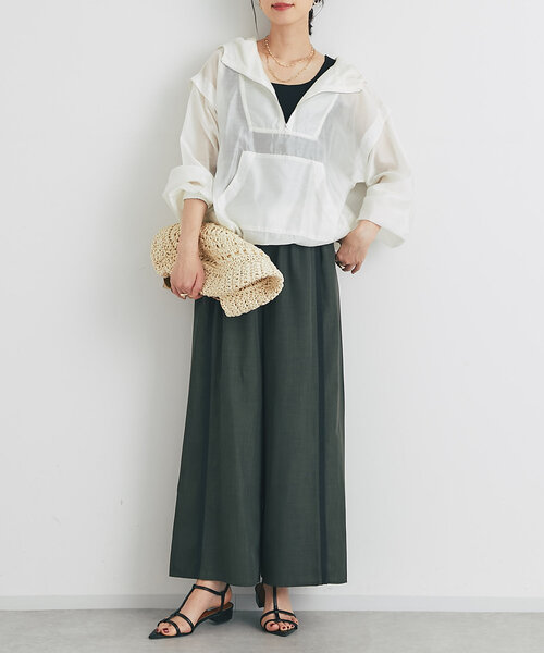 un dix cors（アンディコール）の「麻調ニット切替ストレートパンツ（スラックス・レディース・ライトグレー/チャコールグレー・FREE）」の17枚目の写真