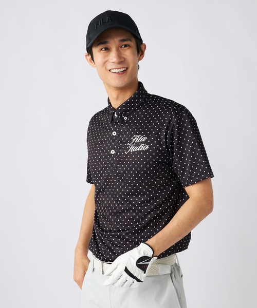 FILA GOLF（フィラゴルフ ）の「ドット総柄半袖ポロシャツ（ポロシャツ・メンズ・ブラック/ターコイズブルー/ホワイト/ネイビー・MEDIUM/LARGE/X-LARGE/XX-LARGE）」の6枚目の写真