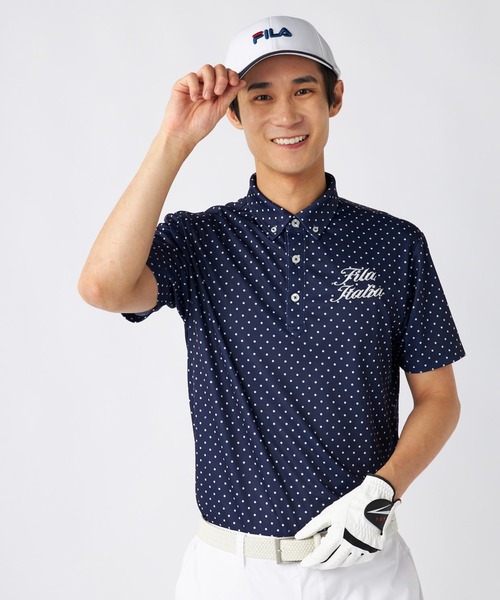 セール】【FILA GOLF】ドット総柄半袖ポロシャツ 吸汗速乾