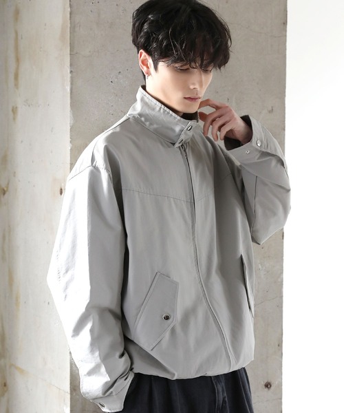 ETELIO（エテリオ）の「ヴィンテージ加工PU合皮/タフタ スタンドネックジャケット（ブルゾン・メンズ・ライトグレー/グレー系/ブラック系/ブラック・XL/L/M/S）」の3枚目の写真