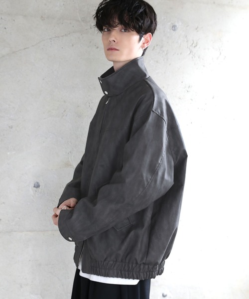 ETELIO（エテリオ）の「ヴィンテージ加工PU合皮/タフタ スタンドネックジャケット（ブルゾン・メンズ・ライトグレー/グレー系/ブラック系/ブラック・XL/L/M/S）」の19枚目の写真