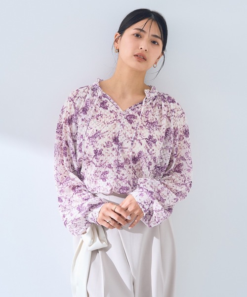 ボタニカル柄シアージャガードブラウス（シャツ/ブラウス）｜YECCA 