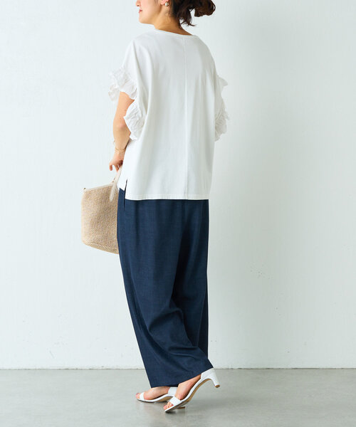 BEARDSLEY(ビアズリー)の「フリルスリーブTee(Tシャツ/カットソー・レディース・ブラック/ホワイト・FREE)」の6枚目の写真