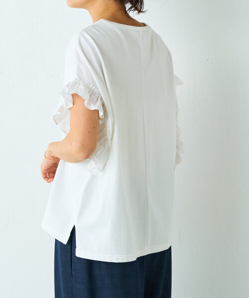 BEARDSLEY(ビアズリー)の「フリルスリーブTee(Tシャツ/カットソー・レディース・ブラック/ホワイト・FREE)」の10枚目の写真
