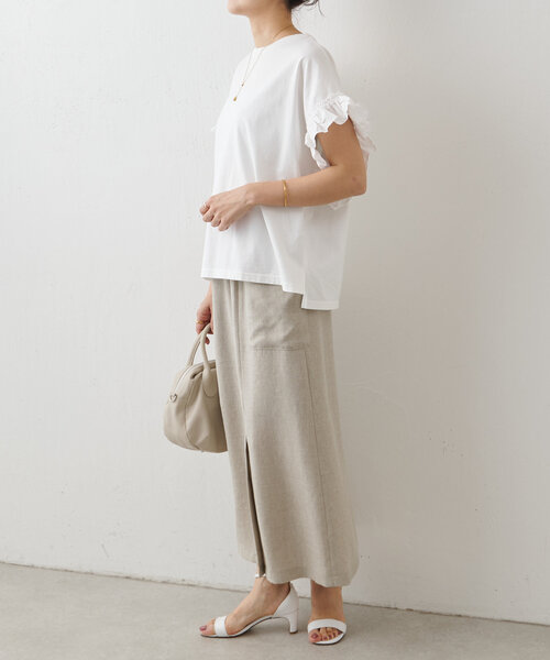 BEARDSLEY(ビアズリー)の「フリルスリーブTee(Tシャツ/カットソー・レディース・ブラック/ホワイト・FREE)」の18枚目の写真