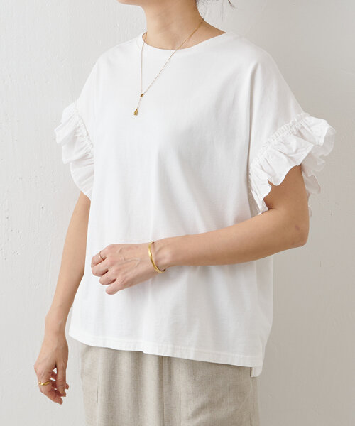 BEARDSLEY(ビアズリー)の「フリルスリーブTee(Tシャツ/カットソー・レディース・ブラック/ホワイト・FREE)」の21枚目の写真