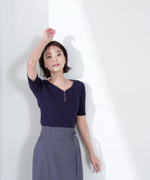 ボタンリブニット 4color)スリムリブボタンニット | ファッション通販サイト NUGU