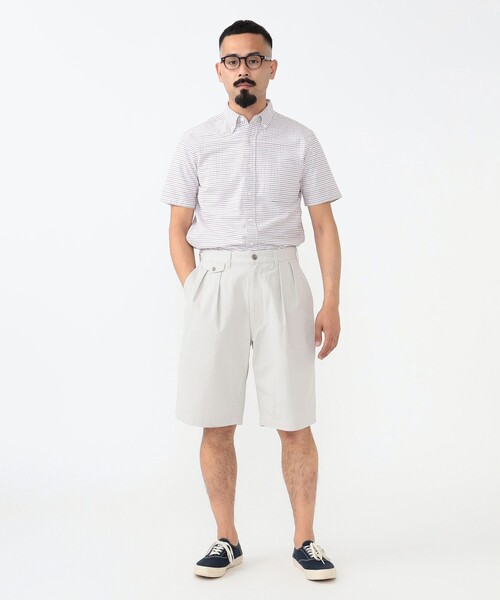 BEAMS PLUS(ビームスプラス)の「バイオ ウォッシュ 2プリーツ ツイル ショーツ(その他パンツ・メンズ・サックスブルー/オフホワイト・M/L)」の3枚目の写真