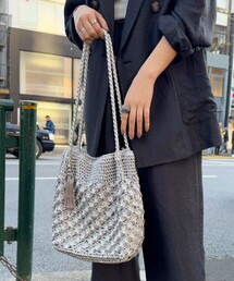 fredy emue | メタリックコードロングハンドルトートバッグ(かごバッグ)