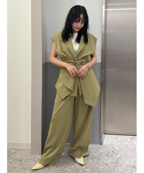 CIS.（シス）の「CIS． リネンルックパンツ＆コルセット ウォッシャブル ストレッチ（その他パンツ・レディース・オリーブ系/ブラック系・34(5号)/36(7号)/38(9号)/40(11号)）」の6枚目の写真