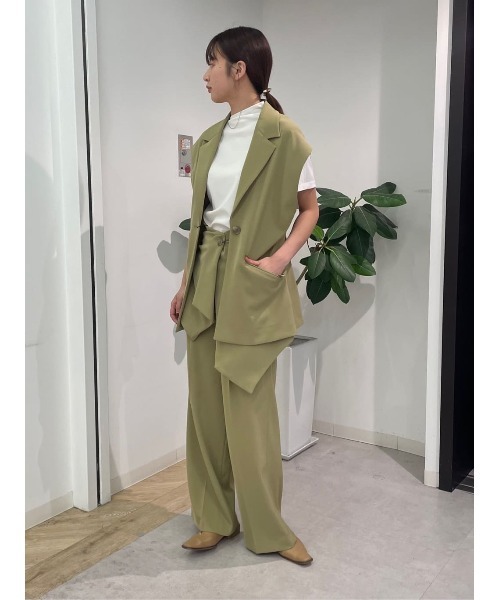 CIS.（シス）の「CIS． リネンルックパンツ＆コルセット ウォッシャブル ストレッチ（その他パンツ・レディース・オリーブ系/ブラック系・34(5号)/36(7号)/38(9号)/40(11号)）」の4枚目の写真