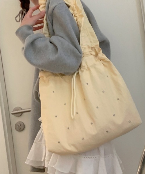 セール】ギャザーラインストーントートバッグ（トートバッグ