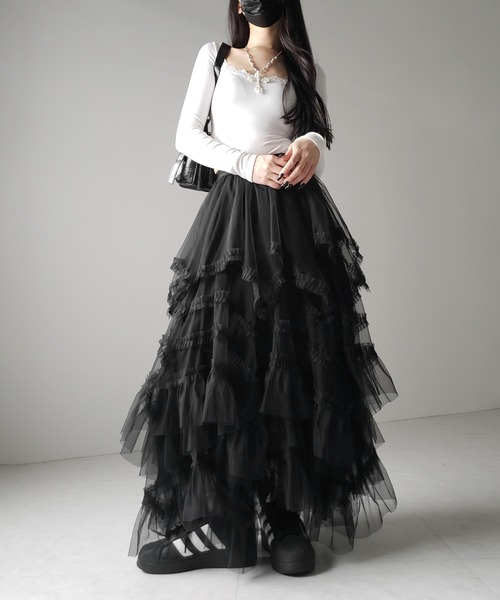 【新品未使用】tulle skirt Lig. チュールスカート　black PRANK PROJECT スカート リバーシブルチュールスカート
