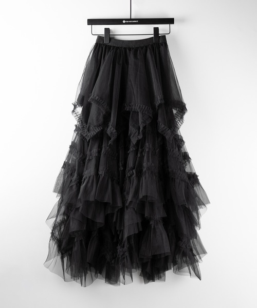 【新品未使用】tulle skirt Lig. チュールスカート　black 2color 】レイヤードボリュームフリルチュールスカート