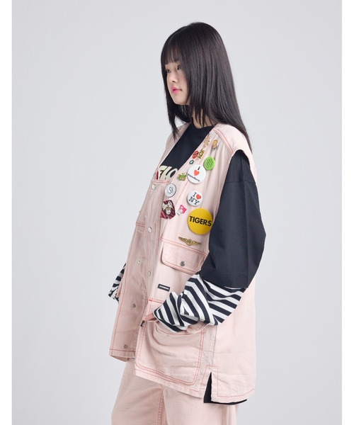 Little sunny bite(リトルサニーバイト)の「/Little sunny bite/twill vest(ベスト・レディース・ブルー/ブラック・MEDIUM/SMALL)」の9枚目の写真