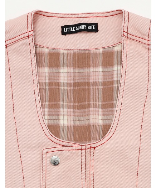 Little sunny bite(リトルサニーバイト)の「/Little sunny bite/twill vest(ベスト・レディース・ブルー/ブラック・MEDIUM/SMALL)」の11枚目の写真