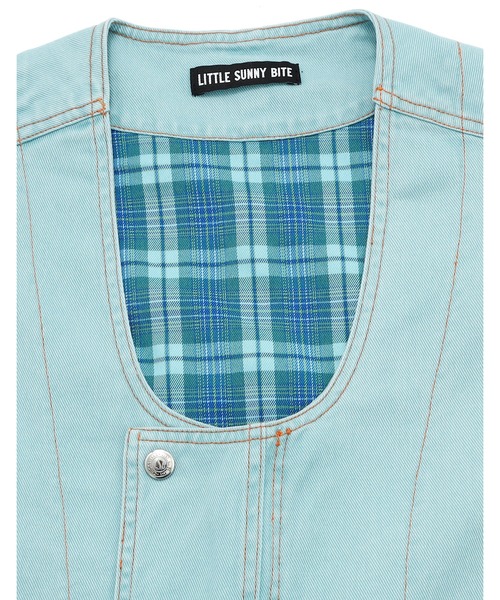 Little sunny bite(リトルサニーバイト)の「/Little sunny bite/twill vest(ベスト・レディース・ブルー/ブラック・MEDIUM/SMALL)」の22枚目の写真