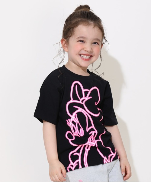 綿100％】 親子お揃い ディズニー ネオンキャラクターTシャツ 0322K（T