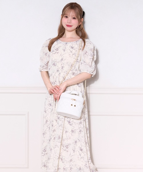 追跡発【関税込】ルージュ 花柄 パフスリーブ ラップ ワンピース 追跡発【関税込】ルージュ 花柄 パフスリーブ ラップ ワンピース