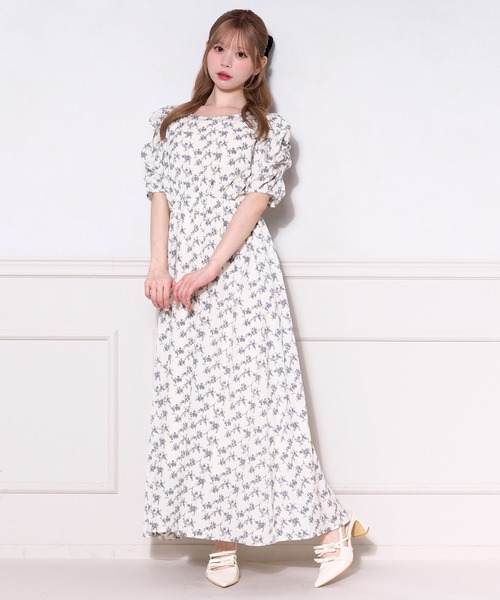 追跡発【関税込】ルージュ 花柄 パフスリーブ ラップ ワンピース 追跡発【関税込】ルージュ 花柄 パフスリーブ ラップ ワンピース