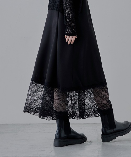 etoll.(エトル)の「ツイルレースランジェリー風キャミワンピ(ワンピース・レディース・グレー/ブラック・M)」の7枚目の写真