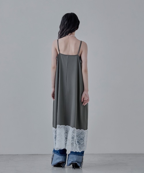 etoll.(エトル)の「ツイルレースランジェリー風キャミワンピ(ワンピース・レディース・グレー/ブラック・M)」の12枚目の写真