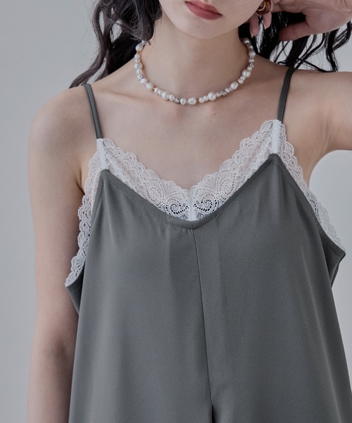 etoll.(エトル)の「ツイルレースランジェリー風キャミワンピ(ワンピース・レディース・グレー/ブラック・M)」の14枚目の写真