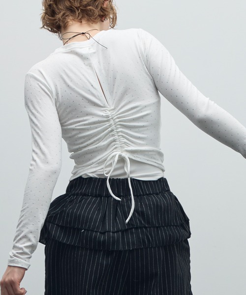 100/2 OU トップス BROAD YOHJI SHOP Y's｜THE Black): BLOUSE(S PRINT PIGMENT DOT トップス