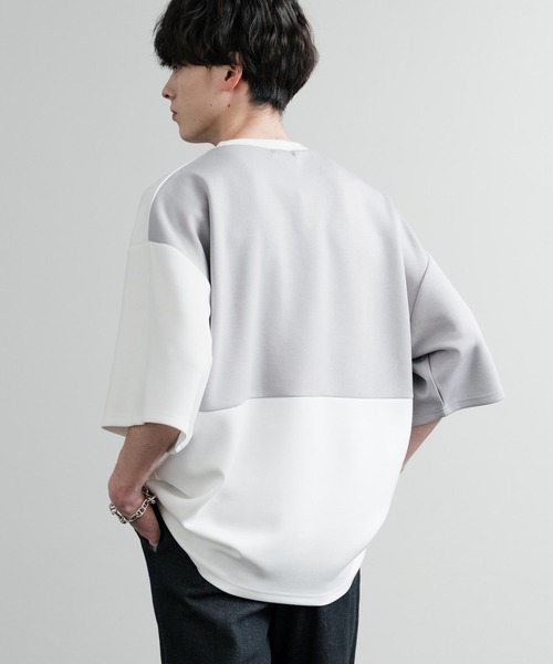 Rocky Monroe(ロッキーモンロー)の「オーバーサイズ接触冷感とろみポンチ切替クルーネック半袖Tシャツ(Tシャツ/カットソー・メンズ・ホワイト/ライトグレー/ブラック・M/L)」の5枚目の写真