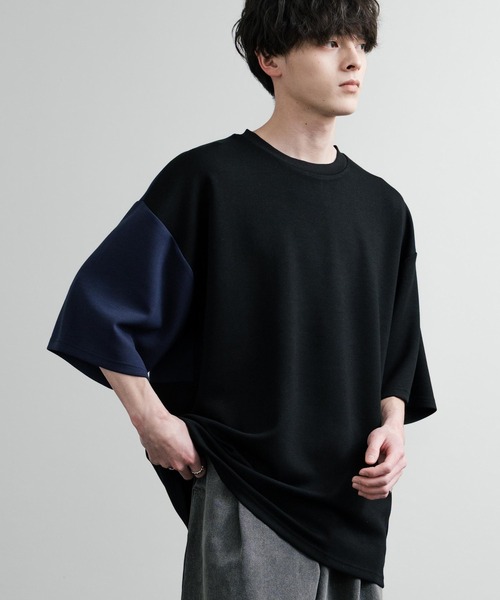 Rocky Monroe(ロッキーモンロー)の「オーバーサイズ接触冷感とろみポンチ切替クルーネック半袖Tシャツ(Tシャツ/カットソー・メンズ・ホワイト/ライトグレー/ブラック・M/L)」の8枚目の写真