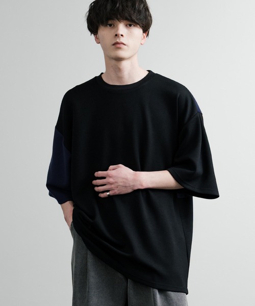 Rocky Monroe(ロッキーモンロー)の「オーバーサイズ接触冷感とろみポンチ切替クルーネック半袖Tシャツ(Tシャツ/カットソー・メンズ・ホワイト/ライトグレー/ブラック・M/L)」の9枚目の写真