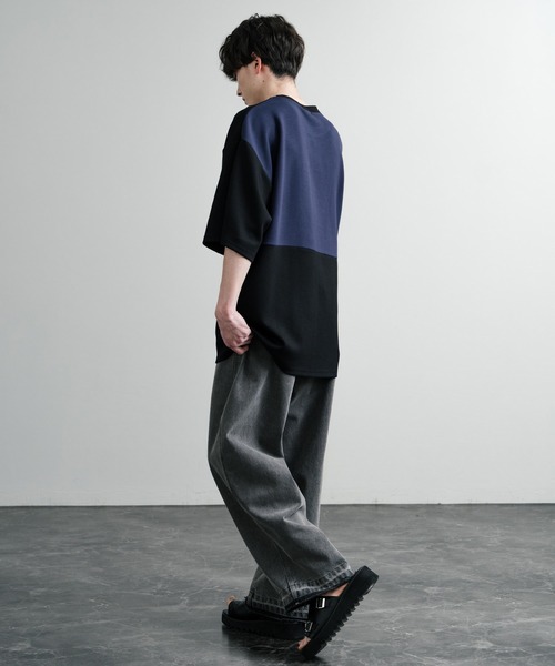 Rocky Monroe(ロッキーモンロー)の「オーバーサイズ接触冷感とろみポンチ切替クルーネック半袖Tシャツ(Tシャツ/カットソー・メンズ・ホワイト/ライトグレー/ブラック・M/L)」の11枚目の写真