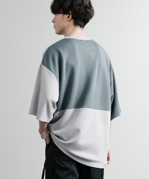 Rocky Monroe(ロッキーモンロー)の「オーバーサイズ接触冷感とろみポンチ切替クルーネック半袖Tシャツ(Tシャツ/カットソー・メンズ・ホワイト/ライトグレー/ブラック・M/L)」の12枚目の写真