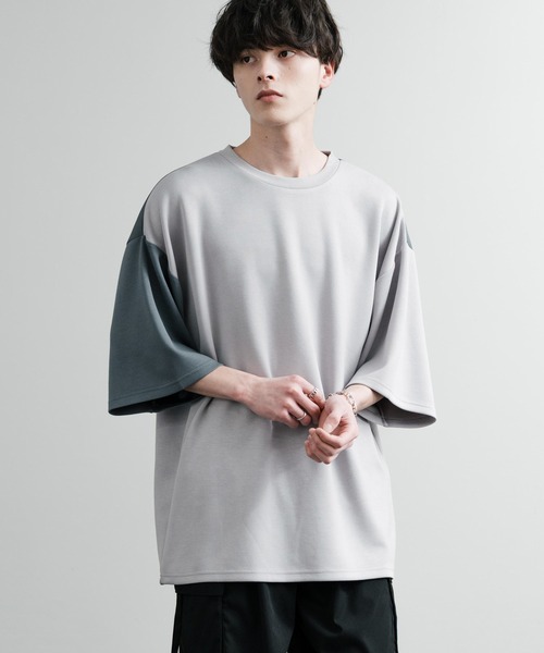 Rocky Monroe(ロッキーモンロー)の「オーバーサイズ接触冷感とろみポンチ切替クルーネック半袖Tシャツ(Tシャツ/カットソー・メンズ・ホワイト/ライトグレー/ブラック・M/L)」の13枚目の写真