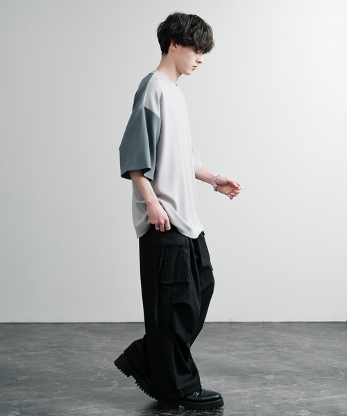 Rocky Monroe(ロッキーモンロー)の「オーバーサイズ接触冷感とろみポンチ切替クルーネック半袖Tシャツ(Tシャツ/カットソー・メンズ・ホワイト/ライトグレー/ブラック・M/L)」の16枚目の写真