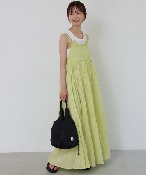 SLOBE IENA(スローブイエナ)の「クリンクルギャザーキャミワンピース(ワンピース・レディース・ライトグリーン/ネイビー/ラベンダー・FREE)」の9枚目の写真