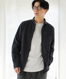 綿麻ホリゾンタルカラー長袖シャツ
