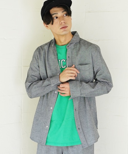  (Never) Acquiesce（ネバーアクイース）の「綿麻ホリゾンタルカラー長袖シャツ（シャツ/ブラウス・メンズ・グレー/ターコイズブルー/ホワイト系/ブラック/ホワイト/ピンク/ネイビー/ブルー系・MEDIUM/LARGE/X-LARGE）」の15枚目の写真
