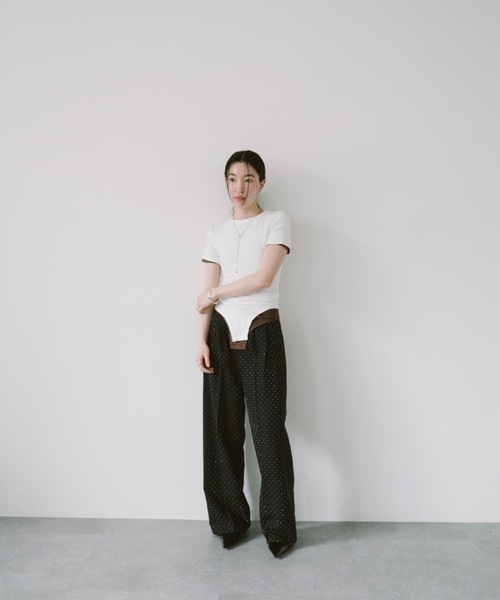 dilemma 黒スラックス two tuck belt 'hakama' wide slacks（スラックス）｜ADRER