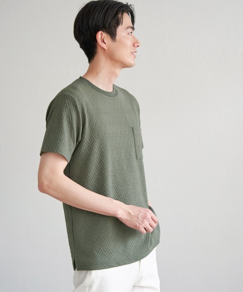 ikka(イッカ)の「ヘリンボンフクレジャカードTシャツ(Tシャツ/カットソー・メンズ・ブラック/ライム/ホワイト/グレー・M/L/XL/S)」の22枚目の写真