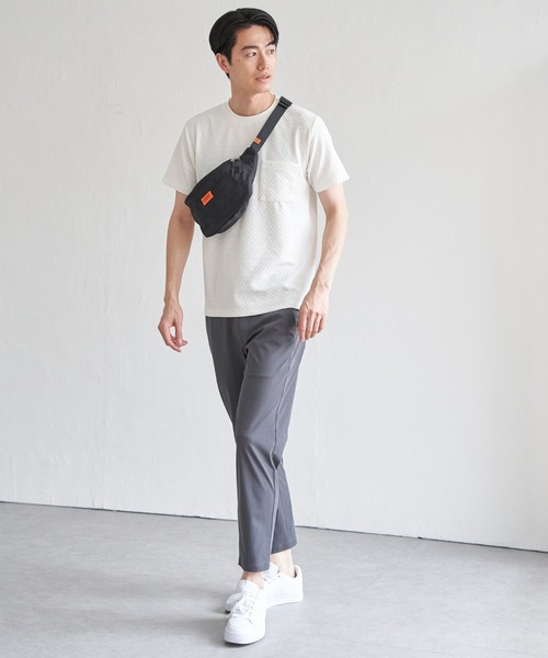 ikka(イッカ)の「ヘリンボンフクレジャカードTシャツ(Tシャツ/カットソー・メンズ・ブラック/ライム/ホワイト/グレー・M/L/XL/S)」の6枚目の写真