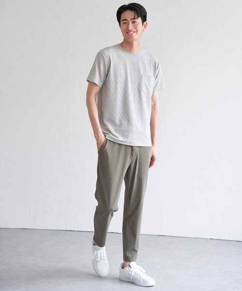 ikka(イッカ)の「ヘリンボンフクレジャカードTシャツ(Tシャツ/カットソー・メンズ・ブラック/ライム/ホワイト/グレー・M/L/XL/S)」の10枚目の写真