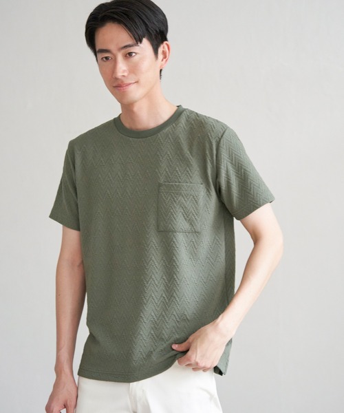 ikka(イッカ)の「ヘリンボンフクレジャカードTシャツ(Tシャツ/カットソー・メンズ・ブラック/ライム/ホワイト/グレー・M/L/XL/S)」の21枚目の写真