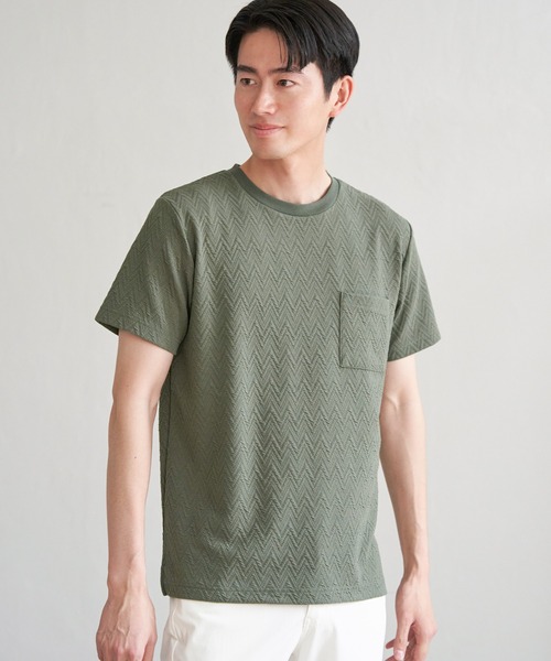 ikka(イッカ)の「ヘリンボンフクレジャカードTシャツ(Tシャツ/カットソー・メンズ・ブラック/ライム/ホワイト/グレー・M/L/XL/S)」の20枚目の写真